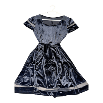 Black velvet short sleeve dress