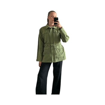 Olive belted utility jacket