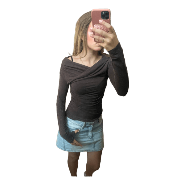 Brown long-sleeved top