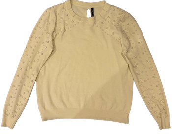 Yellow pearl embellished sweater