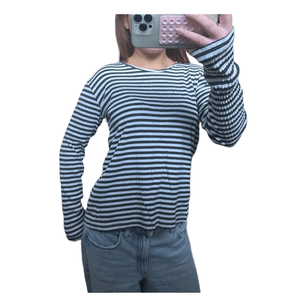 Stribet langærmet bluse