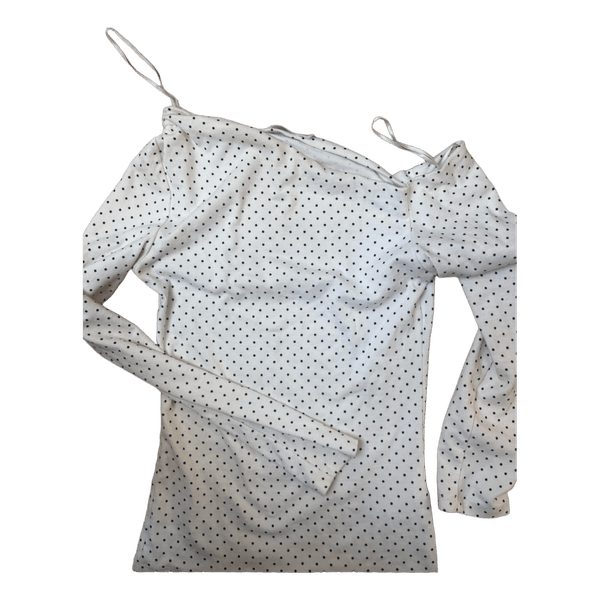 White polka dot top