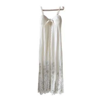 valkoinen kesämekko broderie aglaise vintage