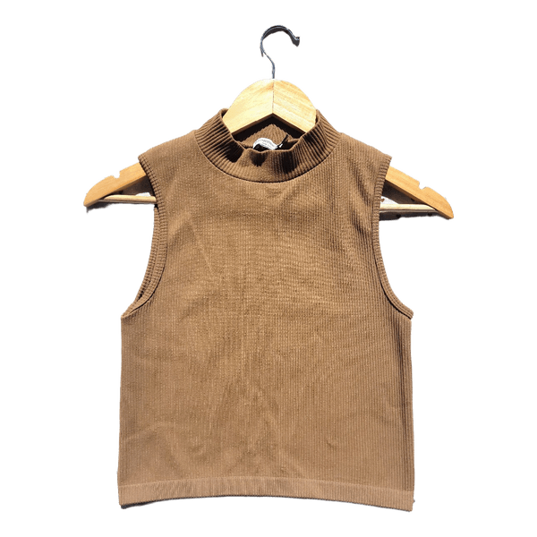 Stradivarius brown ribbed top
