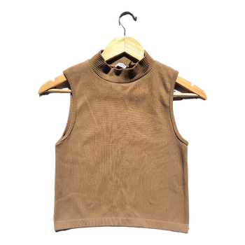 Stradivarius brown ribbed top