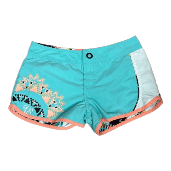 Turquoise patterned board shorts