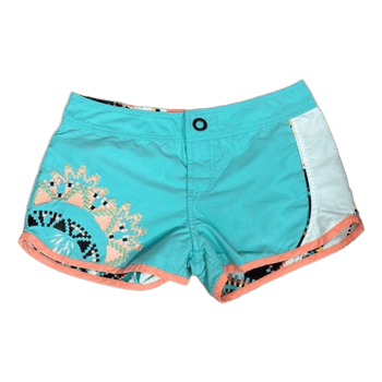 Turquoise patterned board shorts