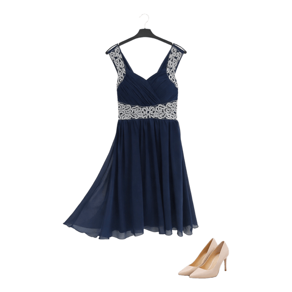 Navy chiffon cocktail dress