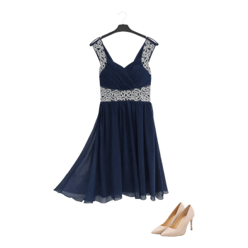 Navy chiffon cocktail dress