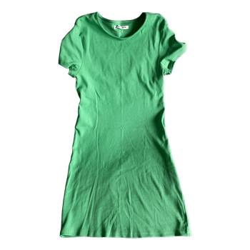 Green ribbed mini dress
