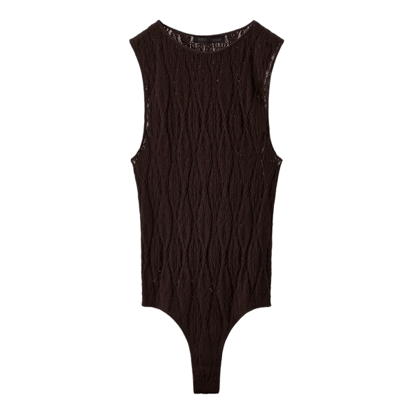 Mørkebrun ærmeløs bodystocking