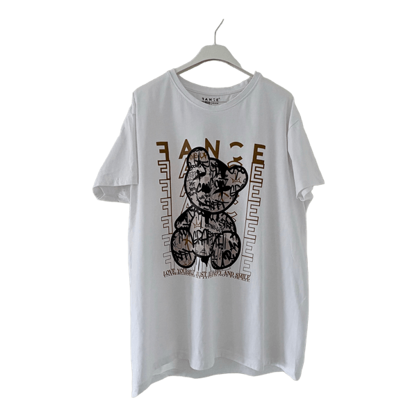 Hvid bomuld t-shirt med teddy print