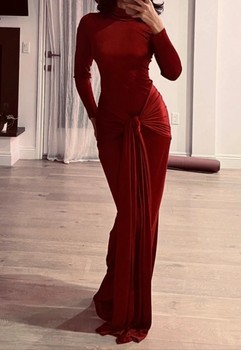 Red velvet maxi dress