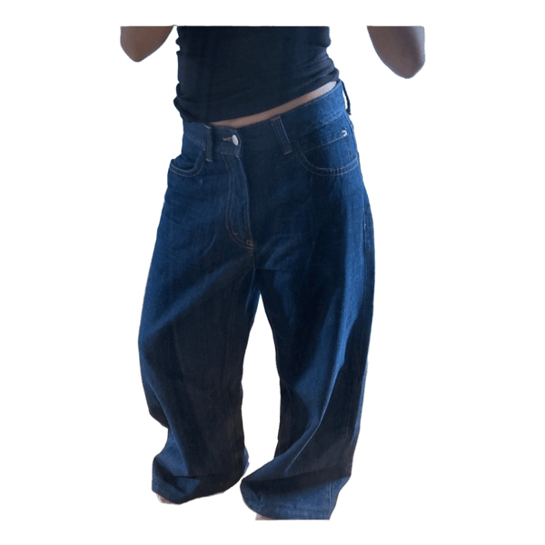 Blå denimjeans med vide ben