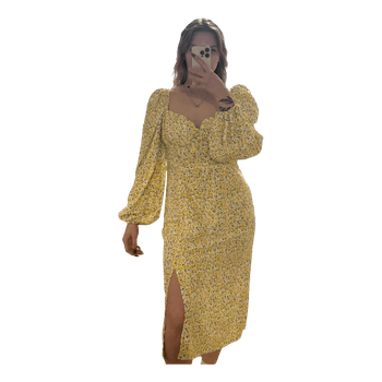 Yellow floral midi dress
