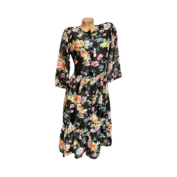 Jacqueline D Yong Floral black button-up dress