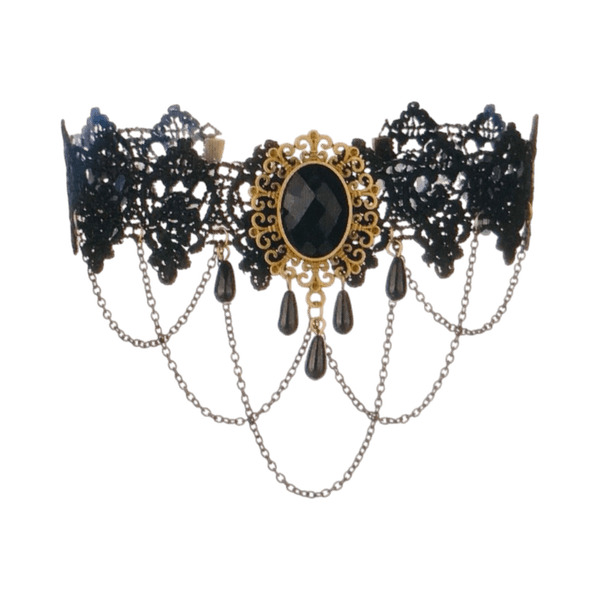 Musta pitsikaulakoru choker UusiNew 