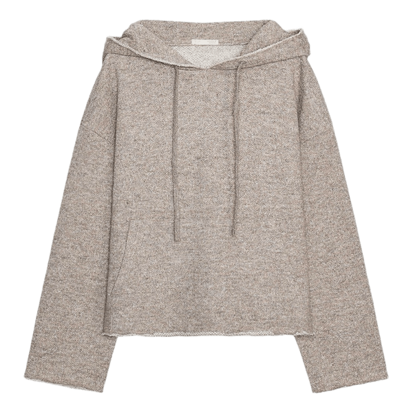Beige strikket hættetrøje