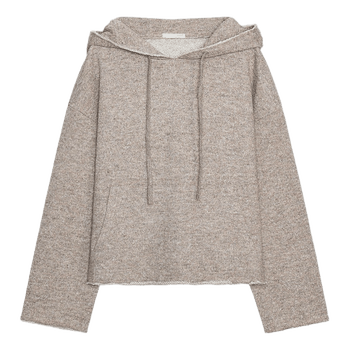 Beige strikket hættetrøje