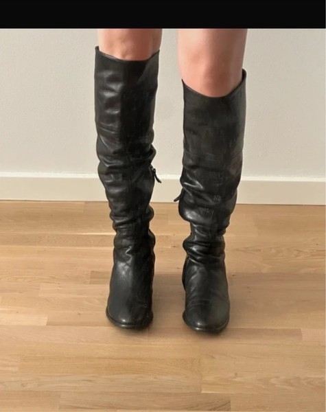 knee high læder støvler