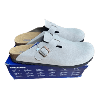 Grey Birkenstock Boston clogs