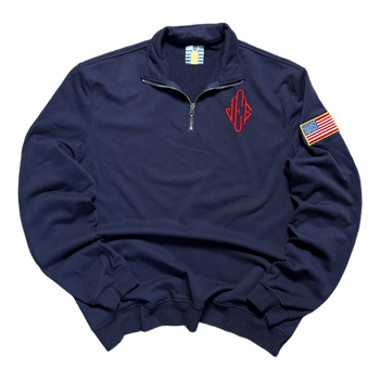 Sweat-shirt bleu marine zippé quart zip JEE Jeffrey Epstein