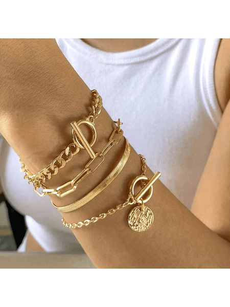 Snake bone chain bracelet set