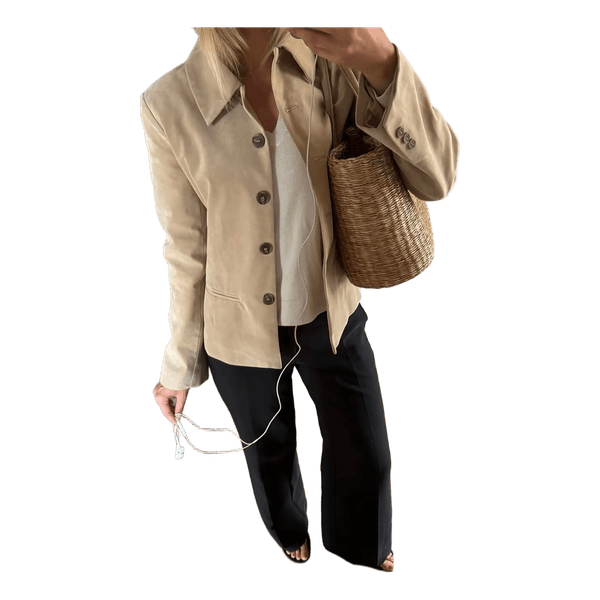 Beige ruskindsjakke