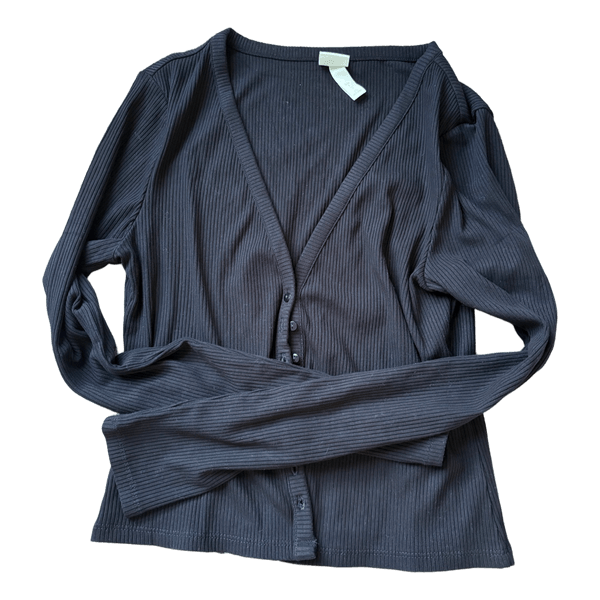 Sort ribstrikket cardigan