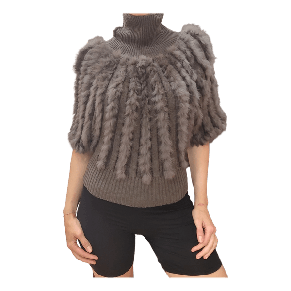 Grey turtleneck knitted top