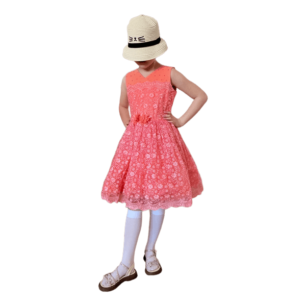 Coral lace party dress