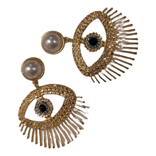 Gold evil eye earrings