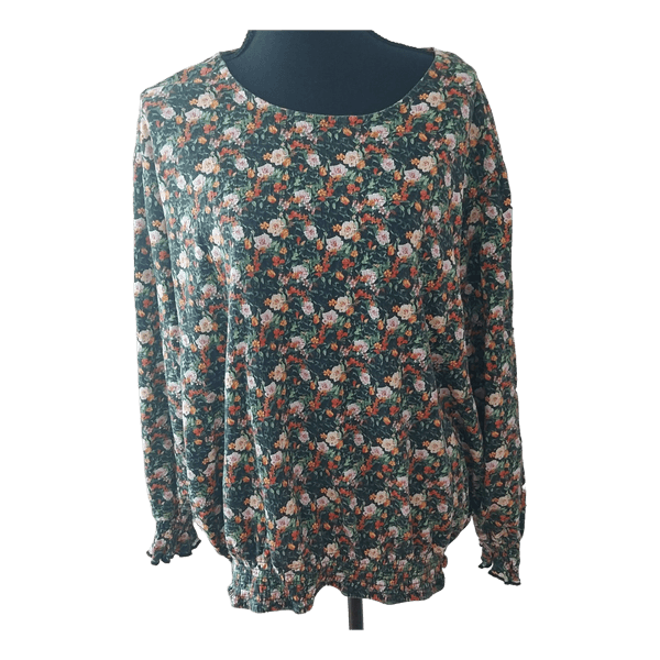 Blomstret langærmet bluse