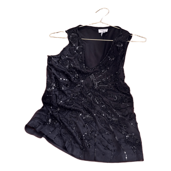 Black embellished sleeveless top