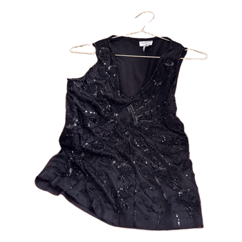 Black embellished sleeveless top