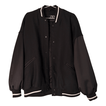 Black varsity bomber jacket