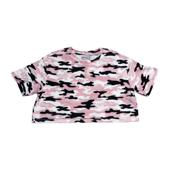 pink camo cropped t-paita