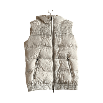 Sergio Tacchini White Down Puffer Gilet Vest Hooded 90% Down Size 44 S-XL