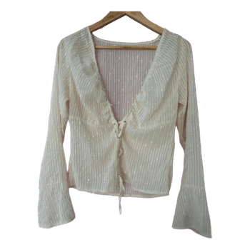 Cream lace-up blouse