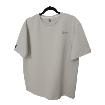 Smėlio spalvos oversized marškinėliai
