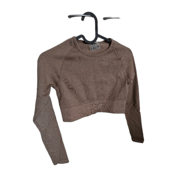 Brown seamless long sleeve crop top