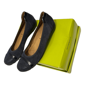 Blue suede ballet flats