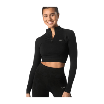 Black cropped zip top