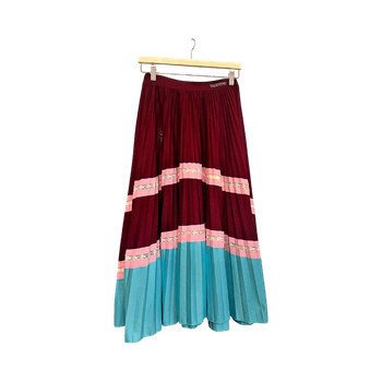 Valentino color-block pleated skirt