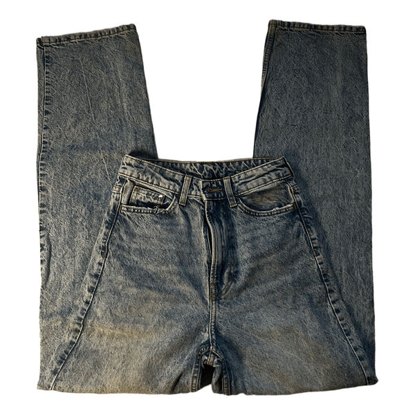 Wide leg acid wash jeans