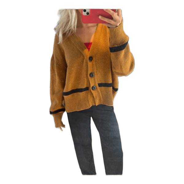 Sennepsgul strikket cardigan