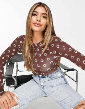Brown long sleeve bodysuit