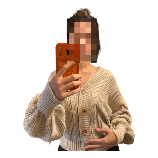 Beige cable knit cardigan