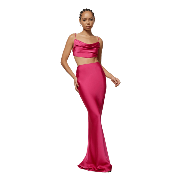 Pink satin two piece set