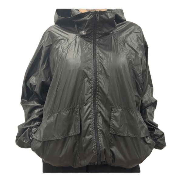 Black hooded windbreaker